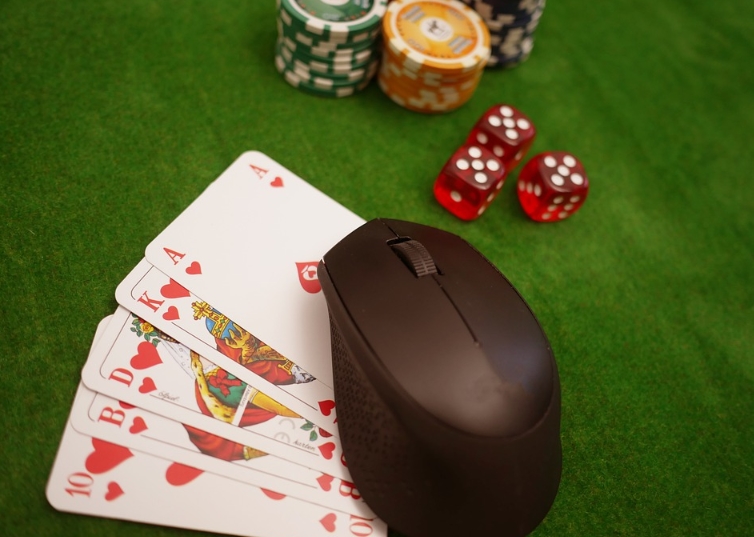 a mouse and cards